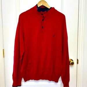 Nautica 1/4 Button Down Pullover Sweater – Red – Men’s Size L #13